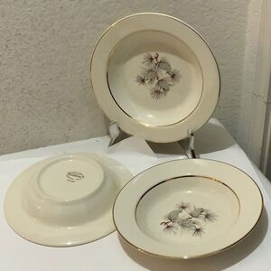 3 Cunningham & Pickett Pine Cone 22k Gold Decorated Princess Plate-Alliance B1